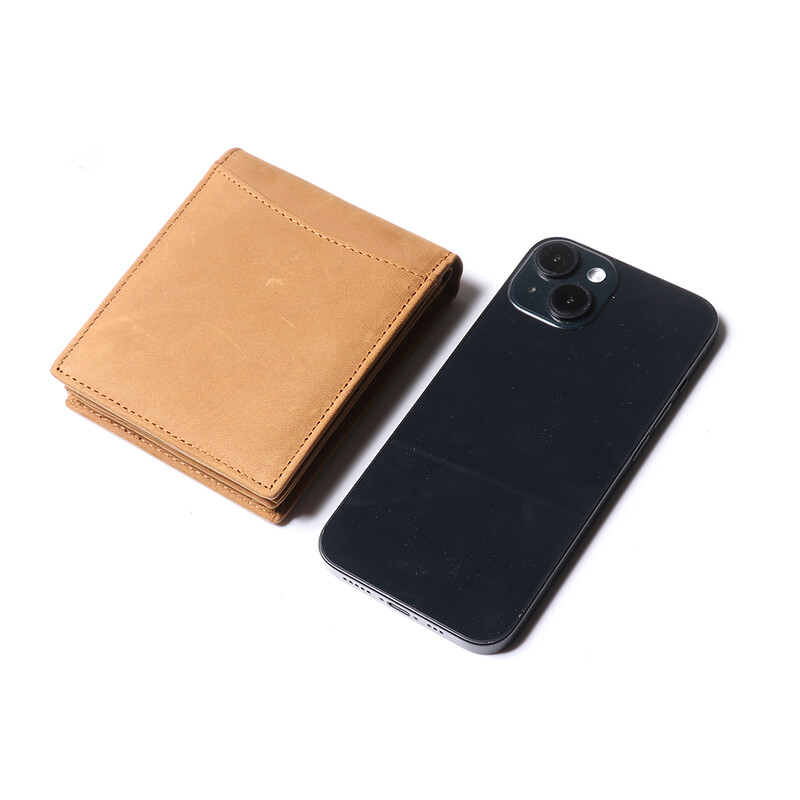 Portofel scurt ROOG Premium pentru bărbați din piele naturală - stil Crazy Horse cu sloturi multiple pentru carduri, agrafă pentru bani și portmoneu