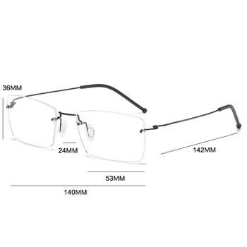 Винтидж рамка за очила без рамка от титаниева сплав Мъжки квадратни оптични очила без рамки с рецепта Дамски луксозни маркови очила