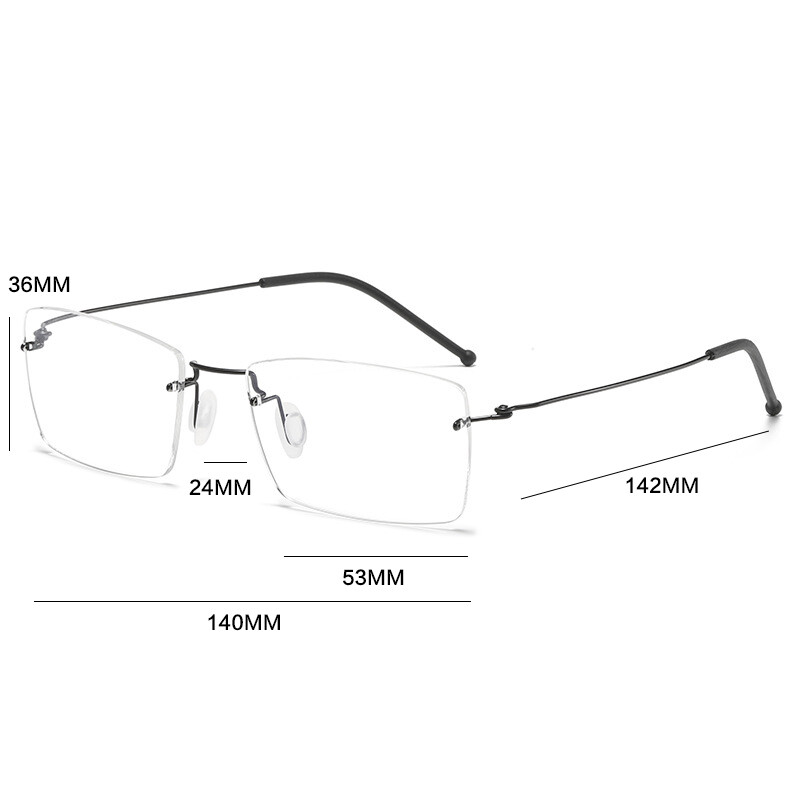 Vintažinio titano lydinio akinių rėmeliai be rėmelių vyriški kvadratiniai berėmiai receptiniai optiniai akiniai moteriški prabangūs prekės ženklo akiniai