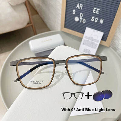 Αντίγραφο δανικής επωνυμίας LIND9717 Ρετρό τετράγωνο σκελετοί γυαλιών Γυαλιά γυαλιά γυαλιά από καθαρό τιτάνιο με βίδες Γυαλιά γυαλιά εξαιρετικά ελαφριά για άνδρες