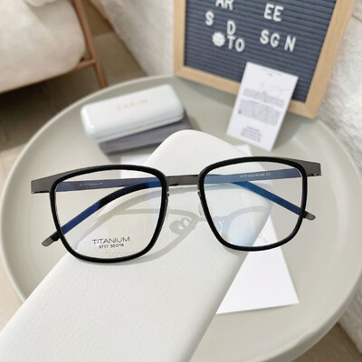 Αντίγραφο δανικής επωνυμίας LIND9717 Ρετρό τετράγωνο σκελετοί γυαλιών Γυαλιά γυαλιά γυαλιά από καθαρό τιτάνιο με βίδες Γυαλιά γυαλιά εξαιρετικά ελαφριά για άνδρες