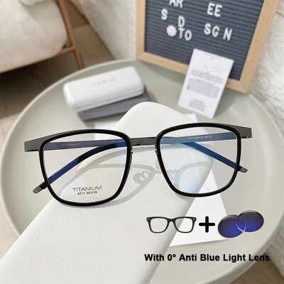 Αντίγραφο δανικής επωνυμίας LIND9717 Ρετρό τετράγωνο σκελετοί γυαλιών Γυαλιά γυαλιά γυαλιά από καθαρό τιτάνιο με βίδες Γυαλιά γυαλιά εξαιρετικά ελαφριά για άνδρες