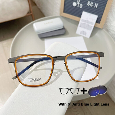 Αντίγραφο δανικής επωνυμίας LIND9717 Ρετρό τετράγωνο σκελετοί γυαλιών Γυαλιά γυαλιά γυαλιά από καθαρό τιτάνιο με βίδες Γυαλιά γυαλιά εξαιρετικά ελαφριά για άνδρες