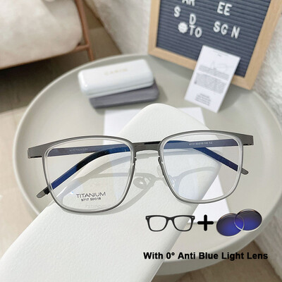 Αντίγραφο δανικής επωνυμίας LIND9717 Ρετρό τετράγωνο σκελετοί γυαλιών Γυαλιά γυαλιά γυαλιά από καθαρό τιτάνιο με βίδες Γυαλιά γυαλιά εξαιρετικά ελαφριά για άνδρες