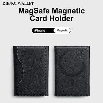 Trifold Magnetic Phone Wallet PU Δερμάτινη τσάντα για κάρτα Magsafe Πορτοφόλι θήκης κάρτας για Apple IPhone 16 15 12 13 14 Pro Max Plus Mini