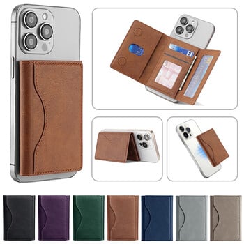 Trifold Magnetic Phone Wallet PU Δερμάτινη τσάντα για κάρτα Magsafe Πορτοφόλι θήκης κάρτας για Apple IPhone 16 15 12 13 14 Pro Max Plus Mini