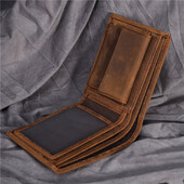 Vīriešu īss maks Retro īstas ādas govs ādas traks zirgs plāns naudas naudas karte foto monētu maka turētājs vīrietim dāvana