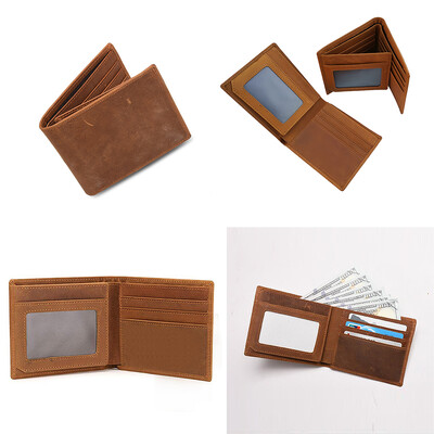 Vīriešu īss maks Retro īstas ādas govs ādas traks zirgs plāns naudas naudas karte foto monētu maka turētājs vīrietim dāvana