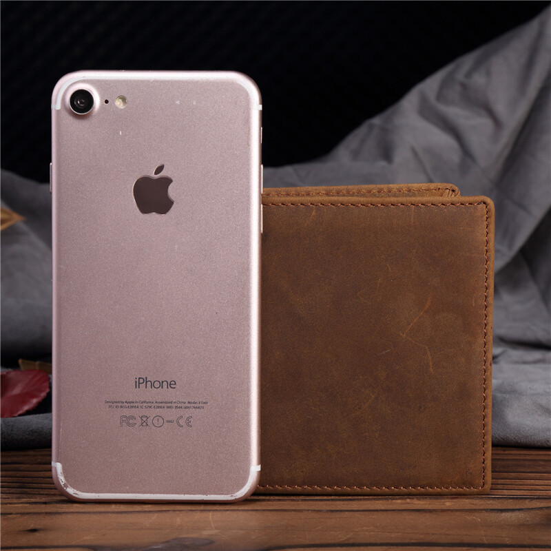 Vīriešu īss maks Retro īstas ādas govs ādas traks zirgs plāns naudas naudas karte foto monētu maka turētājs vīrietim dāvana