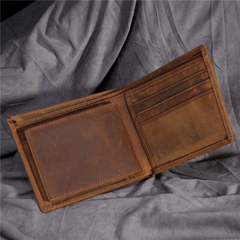 Vīriešu īss maks Retro īstas ādas govs ādas traks zirgs plāns naudas naudas karte foto monētu maka turētājs vīrietim dāvana