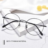 YIMARUILI Rac de ochelari rotunzi ultra ușori retro β-titan Rac de ochelari cu prescripție optică miopie Bărbați și femei 6621X