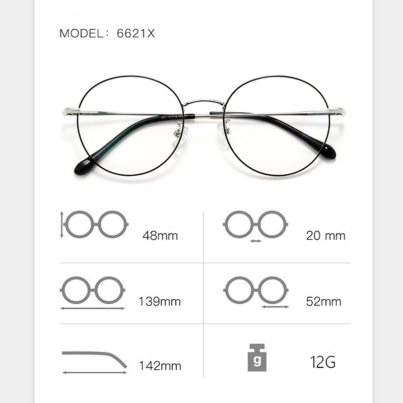 YIMARUILI Rac de ochelari rotunzi ultra ușori retro β-titan Rac de ochelari cu prescripție optică miopie Bărbați și femei 6621X