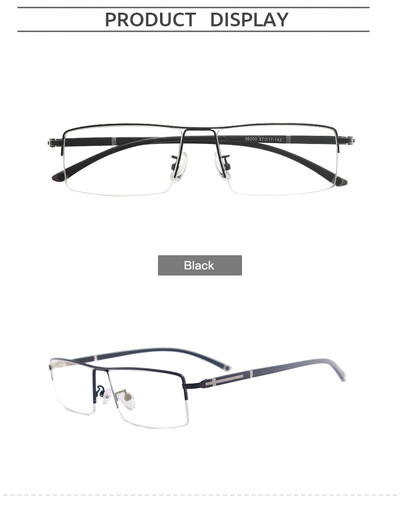 Cadru de ochelari de vedere mare dreptunghiular cu jumatate metalica pentru ochelari de prescripție