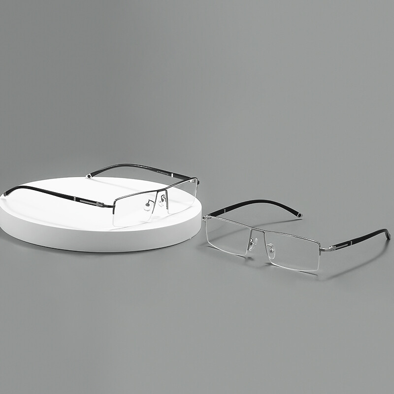Cadru de ochelari de vedere mare dreptunghiular cu jumatate metalica pentru ochelari de prescripție