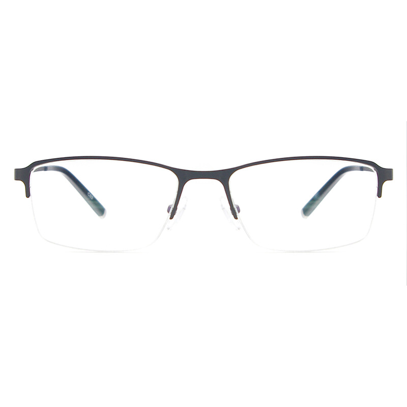 Ochelari ușoare pentru bărbați Ramă metalică cu jumătate de margine Ochelari pătrați Ochelari prescripți pentru lentile transparente cu grad