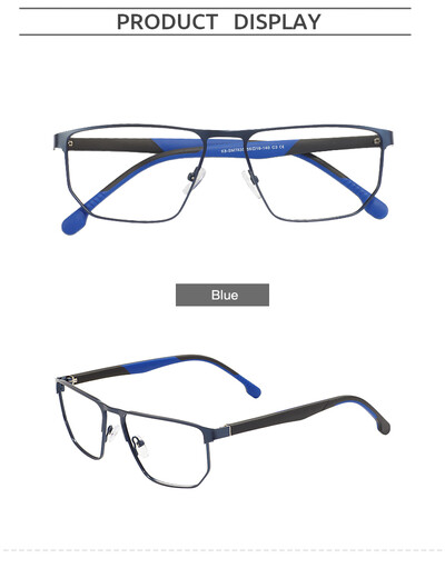 Divatos férfi és női, geometrikus, teljes keretes fém TR90 szemüveg rugós csuklópánttal, vényköteles lencséhez