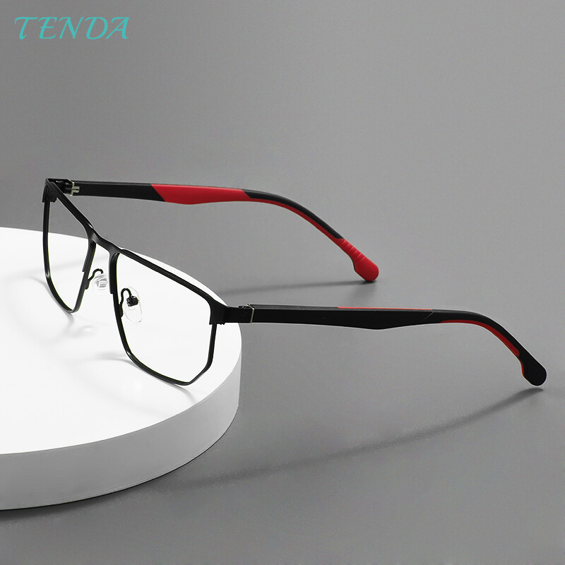 Divatos férfi és női, geometrikus, teljes keretes fém TR90 szemüveg rugós csuklópánttal, vényköteles lencséhez