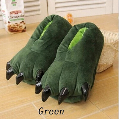 Зимни меки топли Monster Dinosaur Paw Забавни чехли за мъже, жени, деца, родители-дете, домашни домашни чехли, обувки за стая, памучни обувки