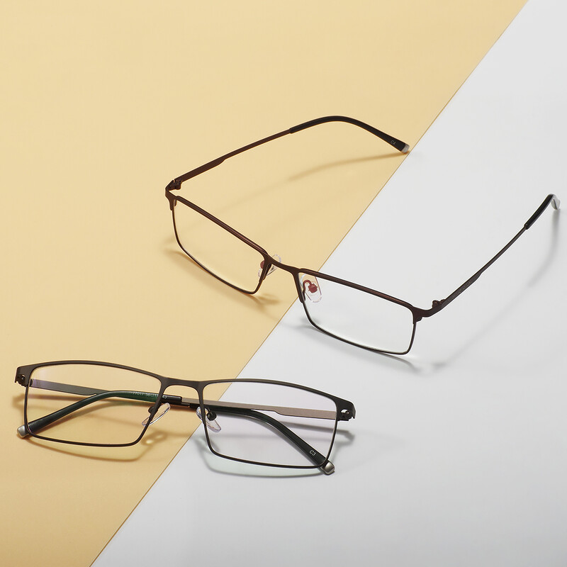 TendaGlasses metallist täisraamiga prillid meeste ristkülikukujulised prillide raamid optiliste läätsede jaoks lühinägelikkus ja presbüoopia