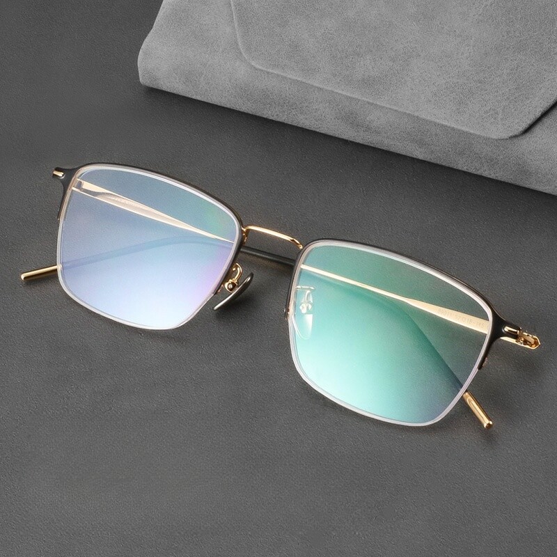 FIRADA Modes ērtas brilles Retro kvadrātveida titāna brilles recepšu pusrāmju briļļu ietvars vīriešiem sievietēm 89011-C