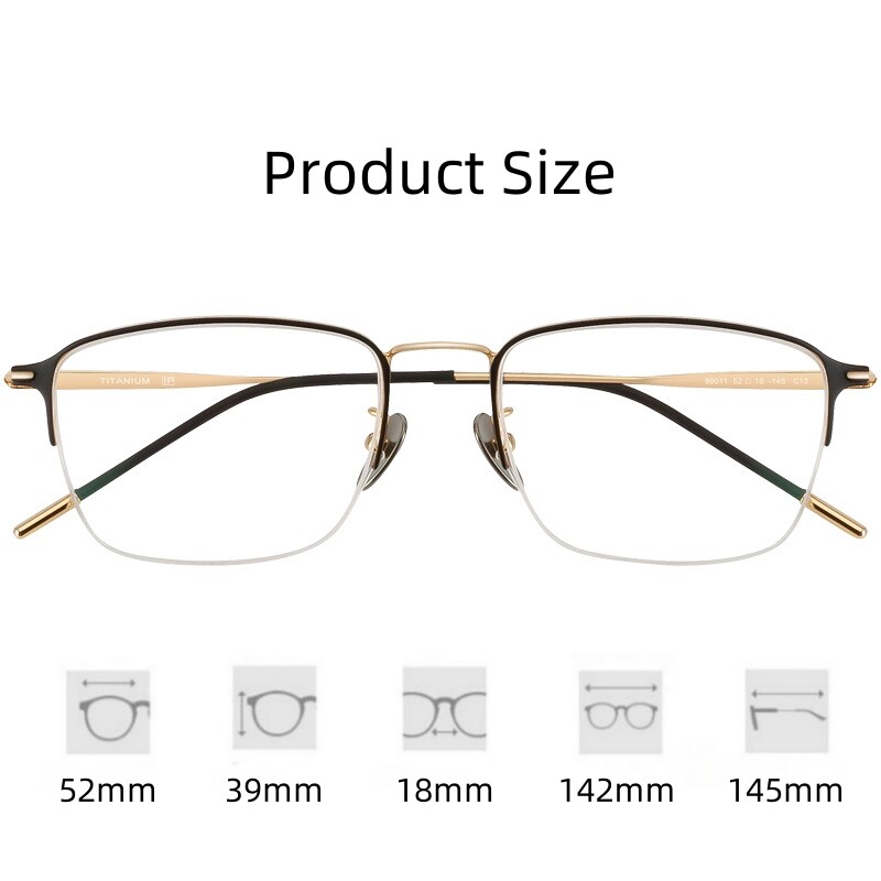 FIRADA Modes ērtas brilles Retro kvadrātveida titāna brilles recepšu pusrāmju briļļu ietvars vīriešiem sievietēm 89011-C