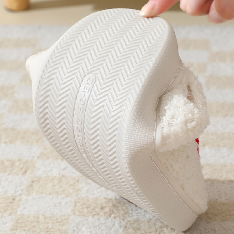 Moș Crăciun Papuci de blană pufosi Papuci de casă de pluș, confortabili, cu vârfuri închise, cu desene animate, pantofi de casă drăguți pentru iarnă, în interior