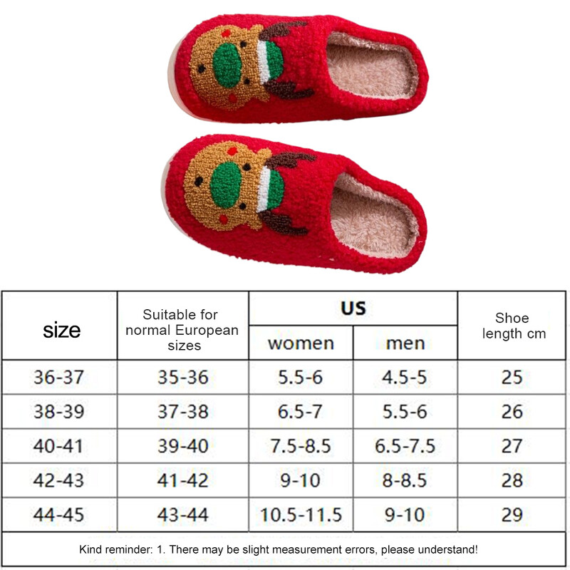 Kalėdinės briedžio pliušinės šlepetės, neslystančios, šiltos, užsegamos namų batai, pūkuotos elnio šlepetės Minkštos poros šlepetės, skirtos miegamajam kambariui