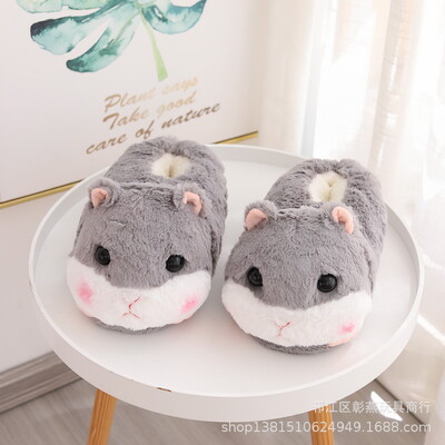 Papuci de iarnă de Crăciun Elk Fuzzy Femei Pantofi de casă Tobogane Femeie Căldură Acasă Interior Animal drăguț Hamster Papuci de pluș