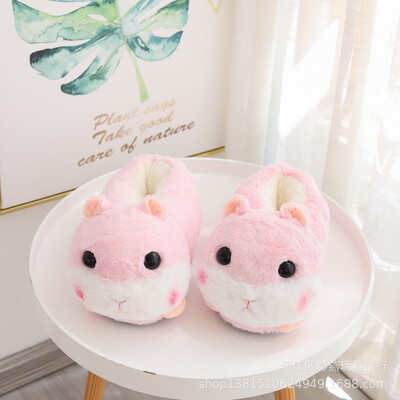 Papuci de iarnă de Crăciun Elk Fuzzy Femei Pantofi de casă Tobogane Femeie Căldură Acasă Interior Animal drăguț Hamster Papuci de pluș