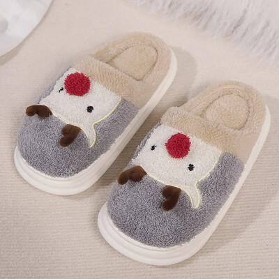 Χαριτωμένα χριστουγεννιάτικα γυναικεία παντόφλες Elk Χειμερινές παντόφλες με ζεστή μαλακή σόλα για το σπίτι Άνετα βαμβακερά παπούτσια με χοντρή σόλα για γυναίκες
