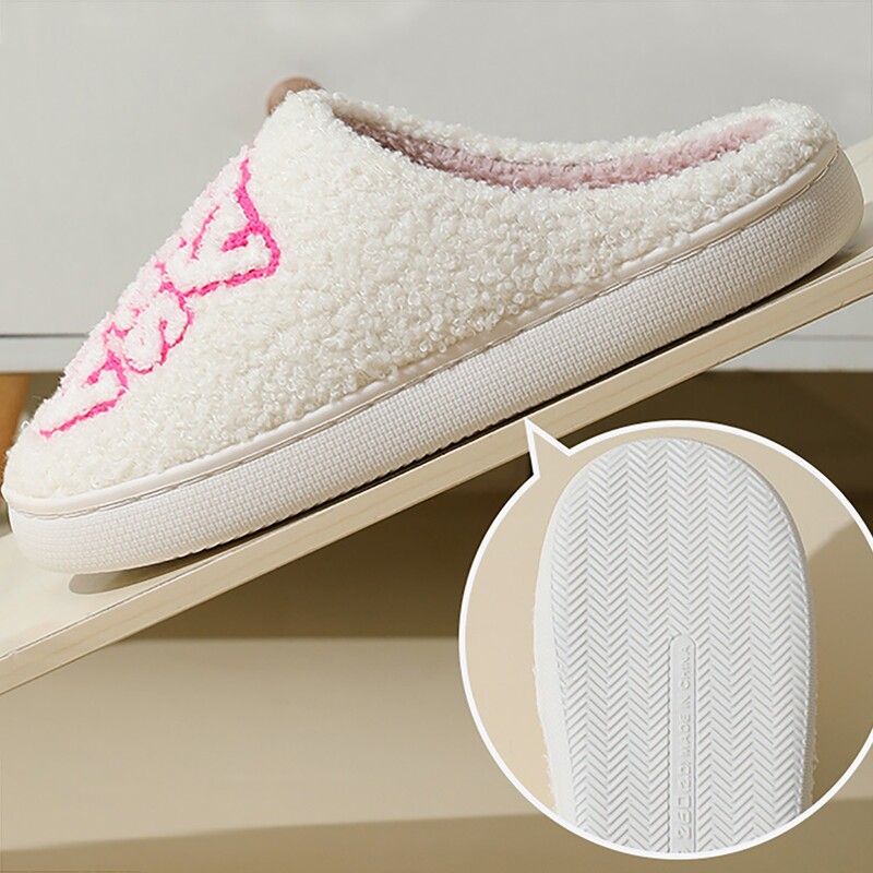 Χειμερινές γυναικείες παντόφλες Χριστουγεννιάτικες Γλυκιές ροζ στάμπα βαμβακερές ζεστές αφράτες παντόφλες Home βελούδινες αντιολισθητικές γυναικείες άνετες παντόφλες