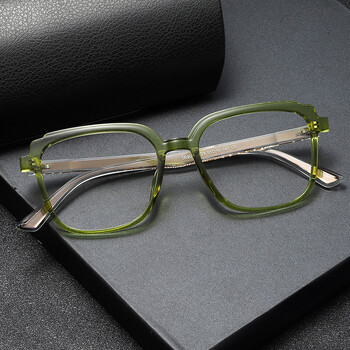 Fashion Simple Acetate Fiber Insert Μεγάλο τετράγωνο πράσινο πλαίσιο Ανδρικά Γυναικεία Αντι Μπλε Φως Οπτικά Προσαρμοσμένα Γυαλιά Οράσεως