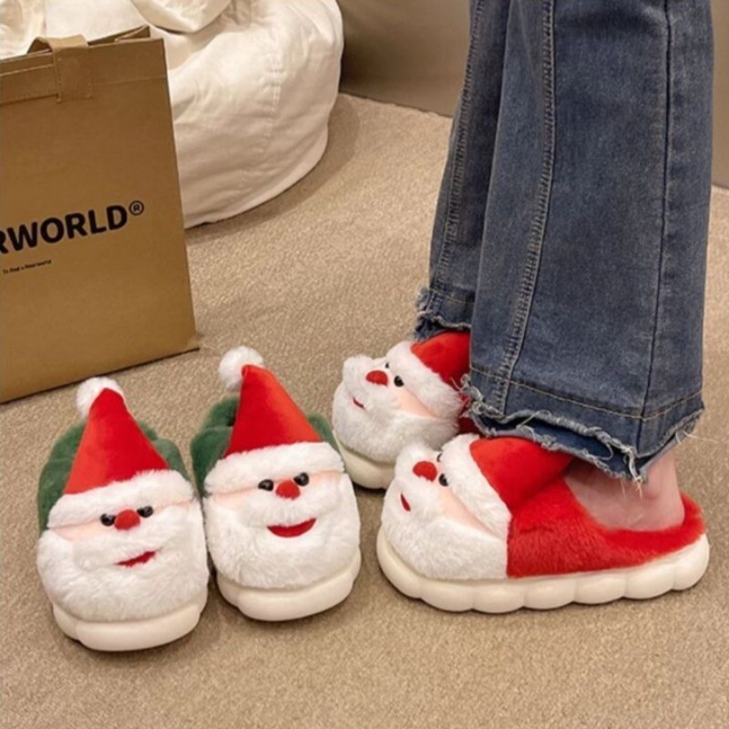 2024 új aranyos mikulás beltéri otthon meleg plüss papucs Baotou pamut papucs női téli karácsonyi dekorációnak