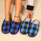 Κλασικές γυναικείες μαύρες κόκκινες καρό βαμβακερές παντόφλες Αντιολισθητικές χειμωνιάτικες καρό ρετρό χριστουγεννιάτικες δώρο εσωτερικού χώρου Βαμβακερά παπούτσια για σπίτι
