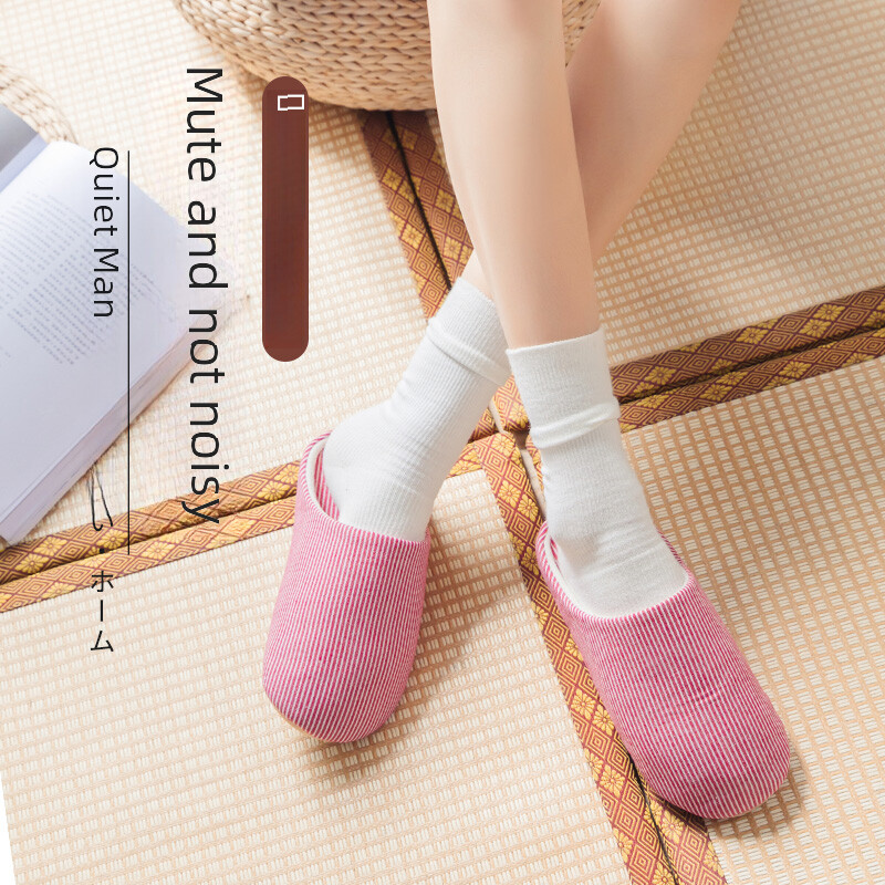 Papuci liniștiți în stil japonez pentru femei, iarnă, cu fundul moale, fără sunet, pentru uz casnic, papuci de interior anti-alunecare din bumbac pentru bărbați