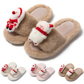 Božićni ukrasi za 2024. Slatke ženske papuče Modni novi uzorci Jesen i zima iz crtića Zadebljane tople cipele za kućnu upotrebu
