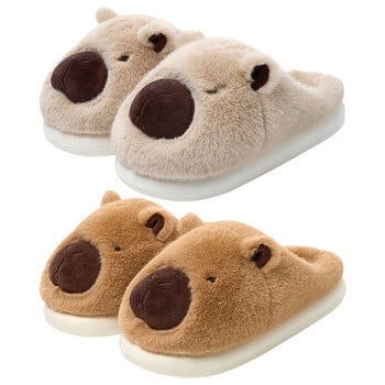 Λούτρινες παντόφλες Capybara Slip-on House Παπούτσια Άνετες γούνινες παντόφλες ζώων Αντιολισθητικές Παντόφλες Fuzzy Capybara για το φθινόπωρο το χειμώνα