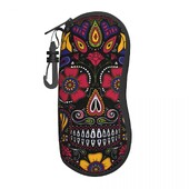Husă verticală pentru ochelari cu craniu de zahăr Ziua morților Festivalul din Mexic Husă pentru ochelari de soare de zi cu zi pentru bărbați, femei, breloc, cutie pentru ochelari