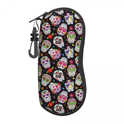 Husă verticală pentru ochelari cu craniu de zahăr Ziua morților Festivalul din Mexic Husă pentru ochelari de soare de zi cu zi pentru bărbați, femei, breloc, cutie pentru ochelari