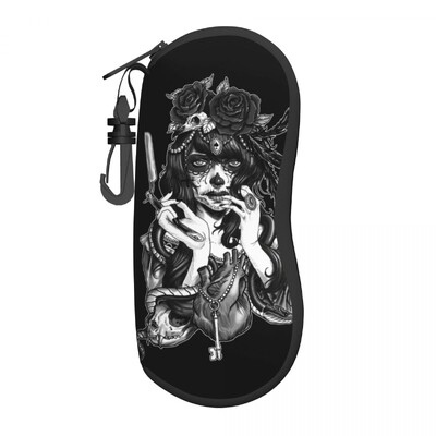 Husă verticală pentru ochelari cu craniu de zahăr Ziua morților Festivalul din Mexic Husă pentru ochelari de soare de zi cu zi pentru bărbați, femei, breloc, cutie pentru ochelari