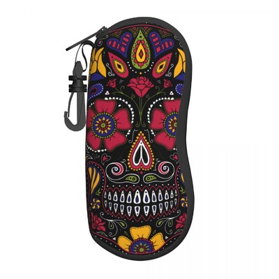 Husă verticală pentru ochelari cu craniu de zahăr Ziua morților Festivalul din Mexic Husă pentru ochelari de soare de zi cu zi pentru bărbați, femei, breloc, cutie pentru ochelari