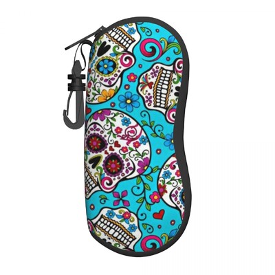 Husă verticală pentru ochelari cu craniu de zahăr Ziua morților Festivalul din Mexic Husă pentru ochelari de soare de zi cu zi pentru bărbați, femei, breloc, cutie pentru ochelari