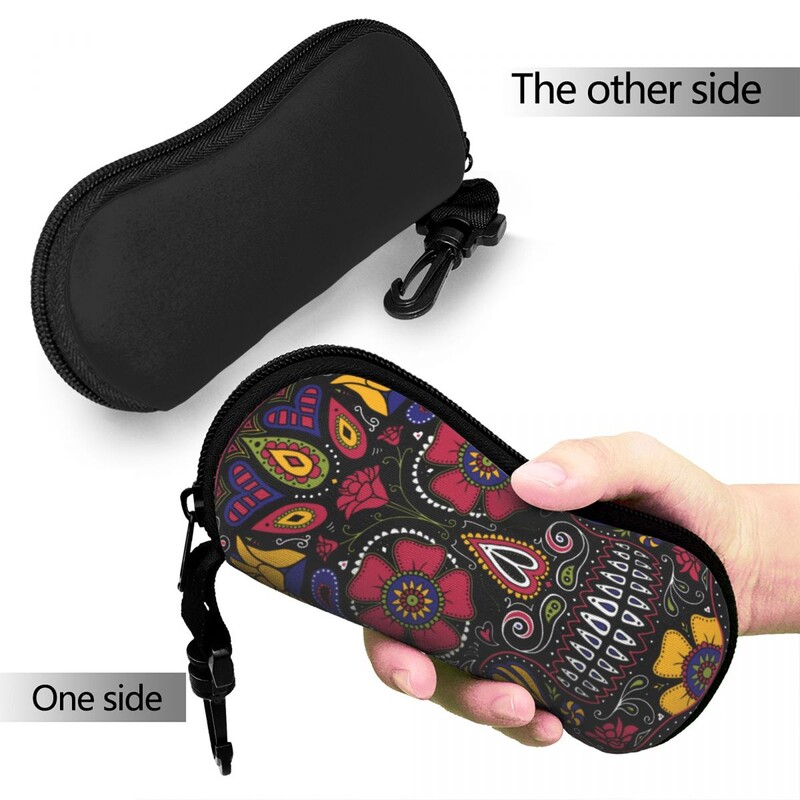 Husă verticală pentru ochelari cu craniu de zahăr Ziua morților Festivalul din Mexic Husă pentru ochelari de soare de zi cu zi pentru bărbați, femei, breloc, cutie pentru ochelari