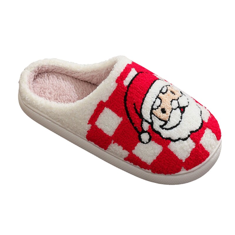 Kalėdinės medvilninės šlepetės vyrams ir moterims vakarėlio reikmenys Kalėdų senelio raštas siuvinėjimas mada pliušinės poros namų šlepetės