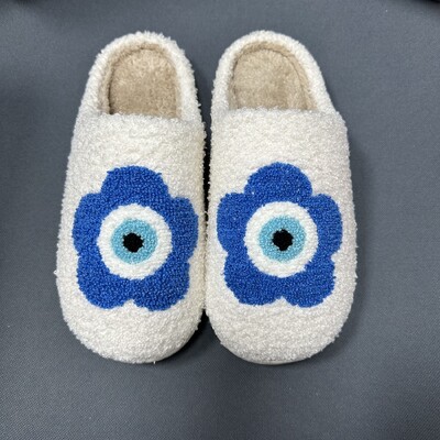 AD Ins Retro Blue small evil eyes dolt Зимни плюшени чехли Топли чехли Модни уютни обувки