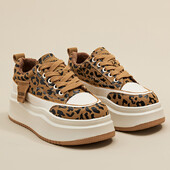 Sieviešu Leoparda kedas Platforma Ikdienas modes apavi Augstas kvalitātes āra skeitborda šņorēs viegli skriešanas sporta apavi sievietēm 40