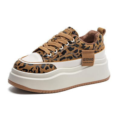 Sieviešu Leoparda kedas Platforma Ikdienas modes apavi Augstas kvalitātes āra skeitborda šņorēs viegli skriešanas sporta apavi sievietēm 40