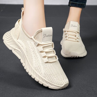 Pantofi de toamnă pentru lucru în sală, ocazional, pantofi cu șireturi pentru femei, sport, în aer liber, zburători, țesut, pantofi, confort, ușoare, anti-alunecare, atletic