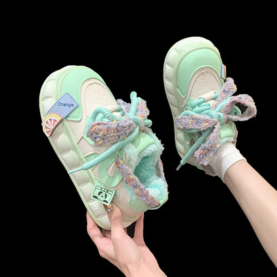 Παντεσπάνι με χοντρό κάτω μέρος Νέα τάση Χρώμα Παπούτσια Αθλητικά Παπούτσια Φοιτητικά Κορεατικά Ευέλικτα Flat Board Γυναικεία Αθλητικά πάνινα παπούτσια Kawaii