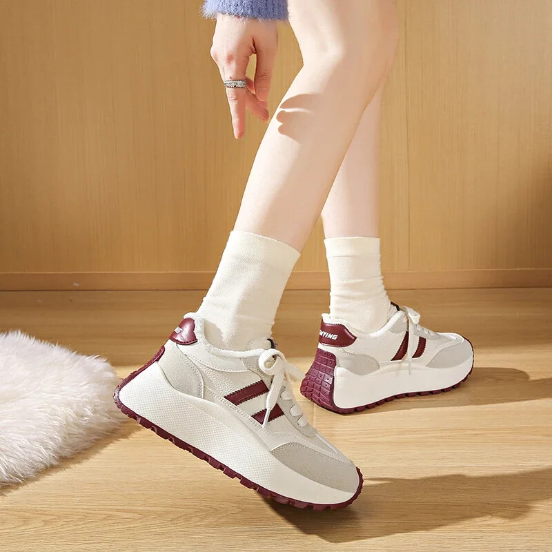 2024 Reducere fierbinte Pantofi de damă Pantofi vulcanizați de damă cu șireturi în față Iarnă Plus catifea pantofi ocazionali